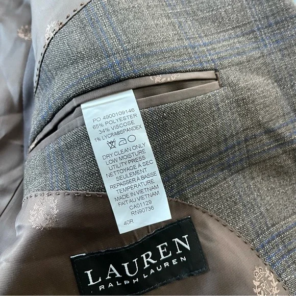Lauren Ralph Lauren Black Label Men's Brown Blue Plaid Sports‎ Coat Size 40R - Picture 10 of 10